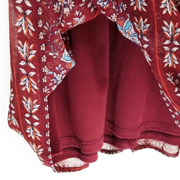 AUW Women’s Burgundy Medium Floral Cold Shoulder - Picture 5 of 8